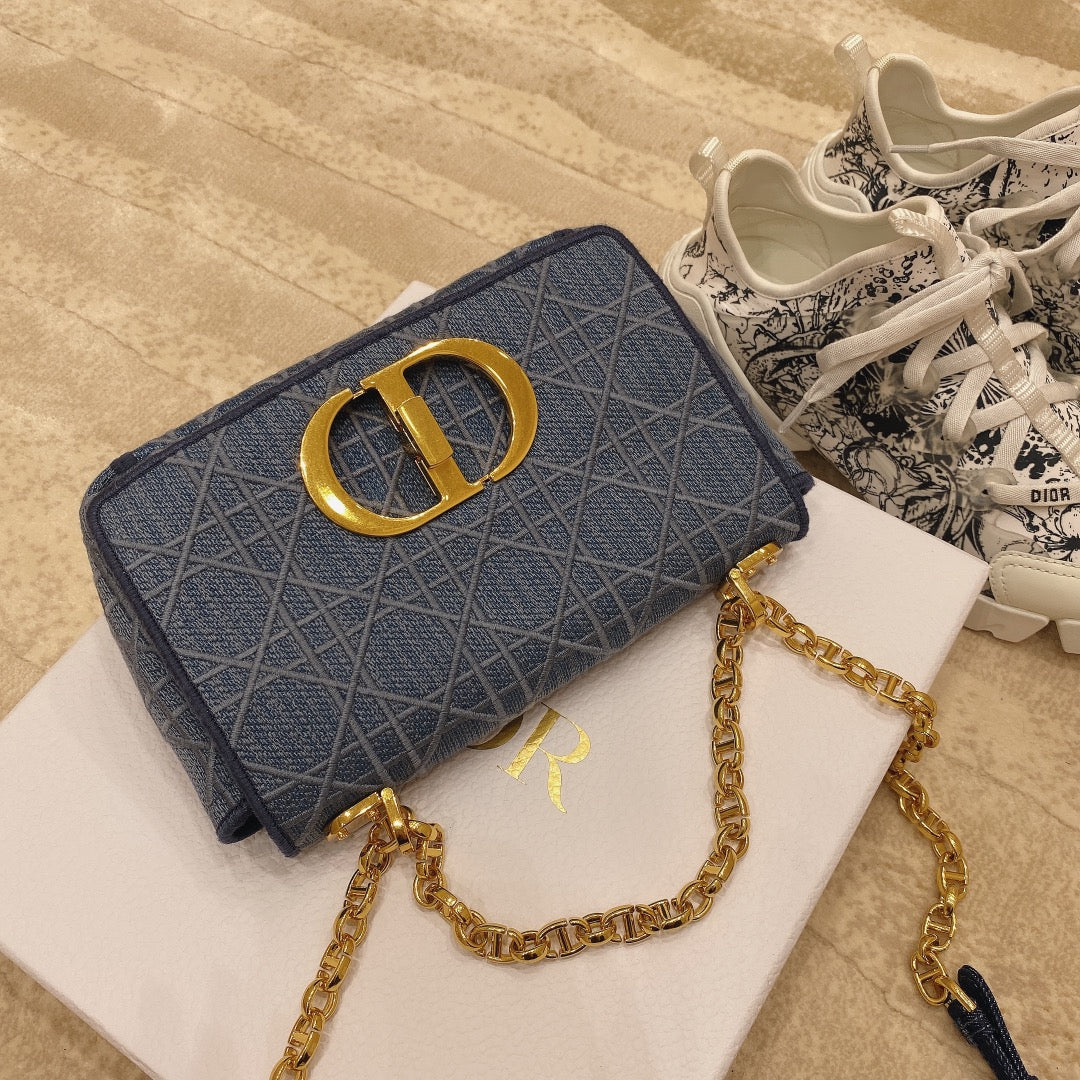Dior M9241 Small Caro Shoulder Bag Calfskin Blue - Default Title - View 4