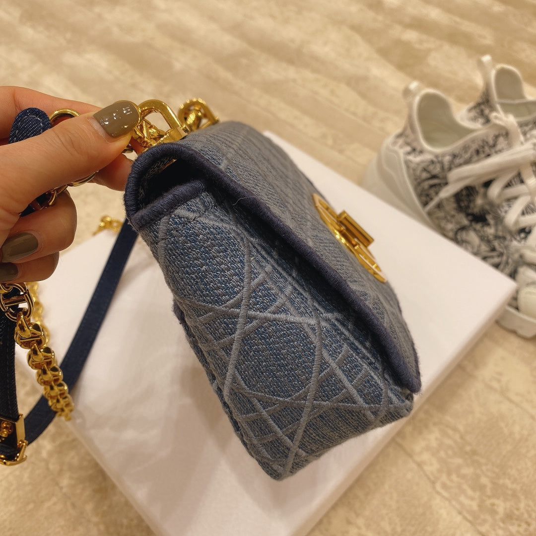 Dior M9241 Small Caro Shoulder Bag Calfskin Blue - Default Title - View 6