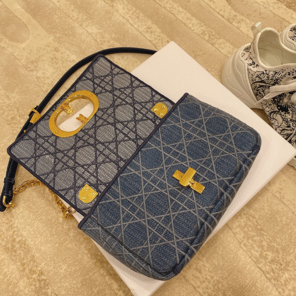 Dior M9241 Small Caro Shoulder Bag Calfskin Blue - Default Title - View 7