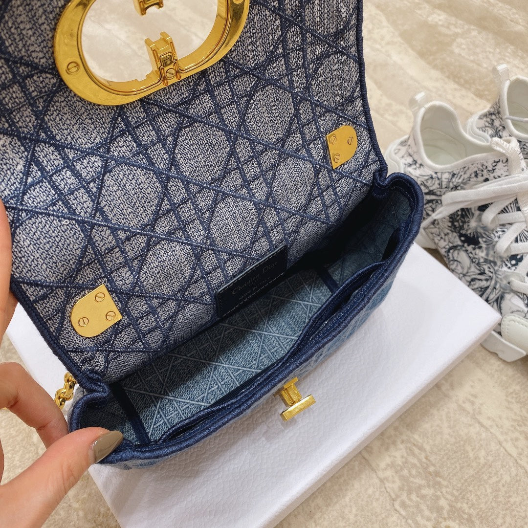 Dior M9241 Small Caro Shoulder Bag Calfskin Blue - Default Title - View 8