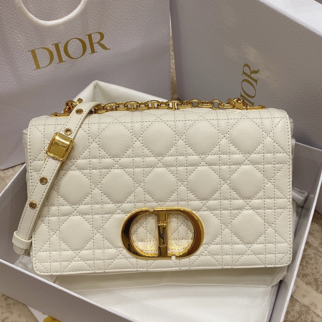 Dior M9242 Medium Caro Bag Calfskin White - Default Title - View 1
