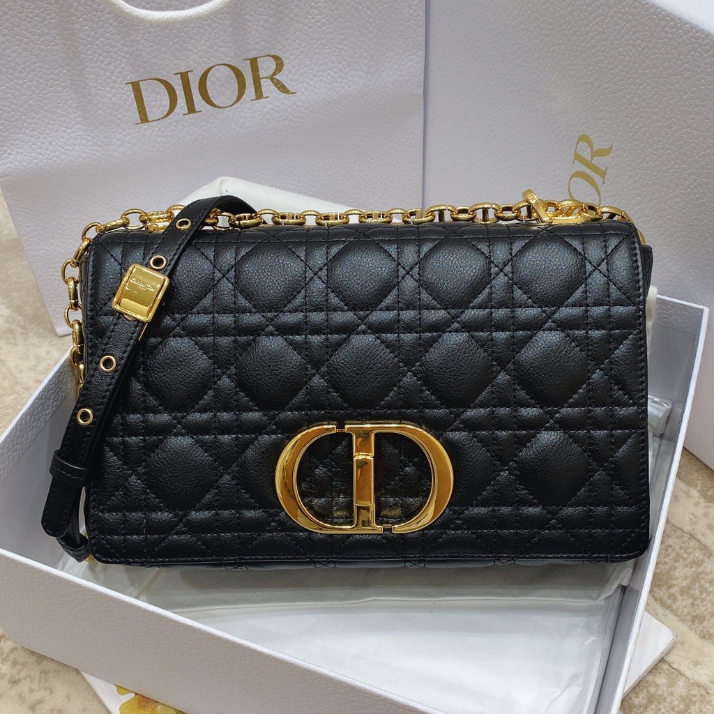 Dior M9242 Medium Caro Bag Calfskin Black - Default Title - View 1