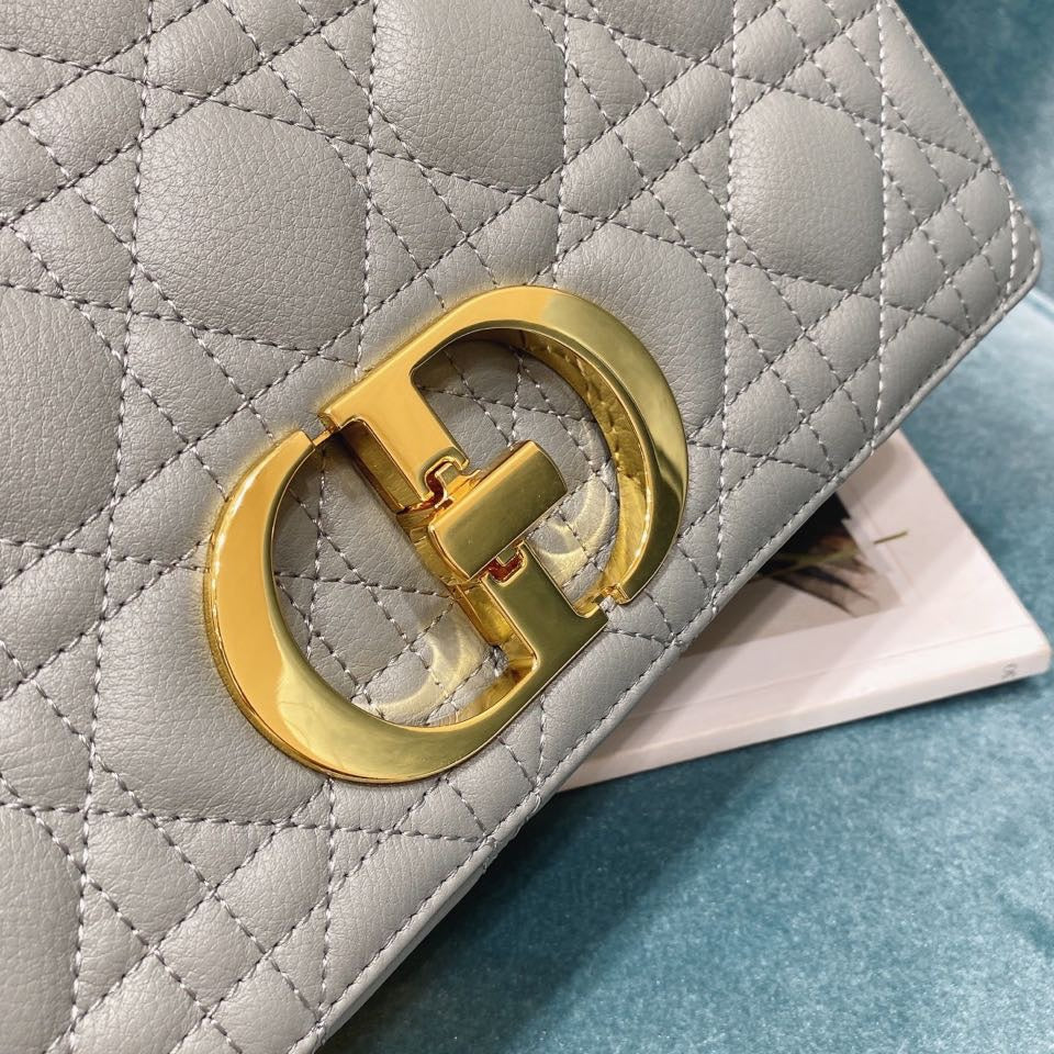 Dior M9242 Medium Caro Bag Calfskin Gray - Default Title - View 7
