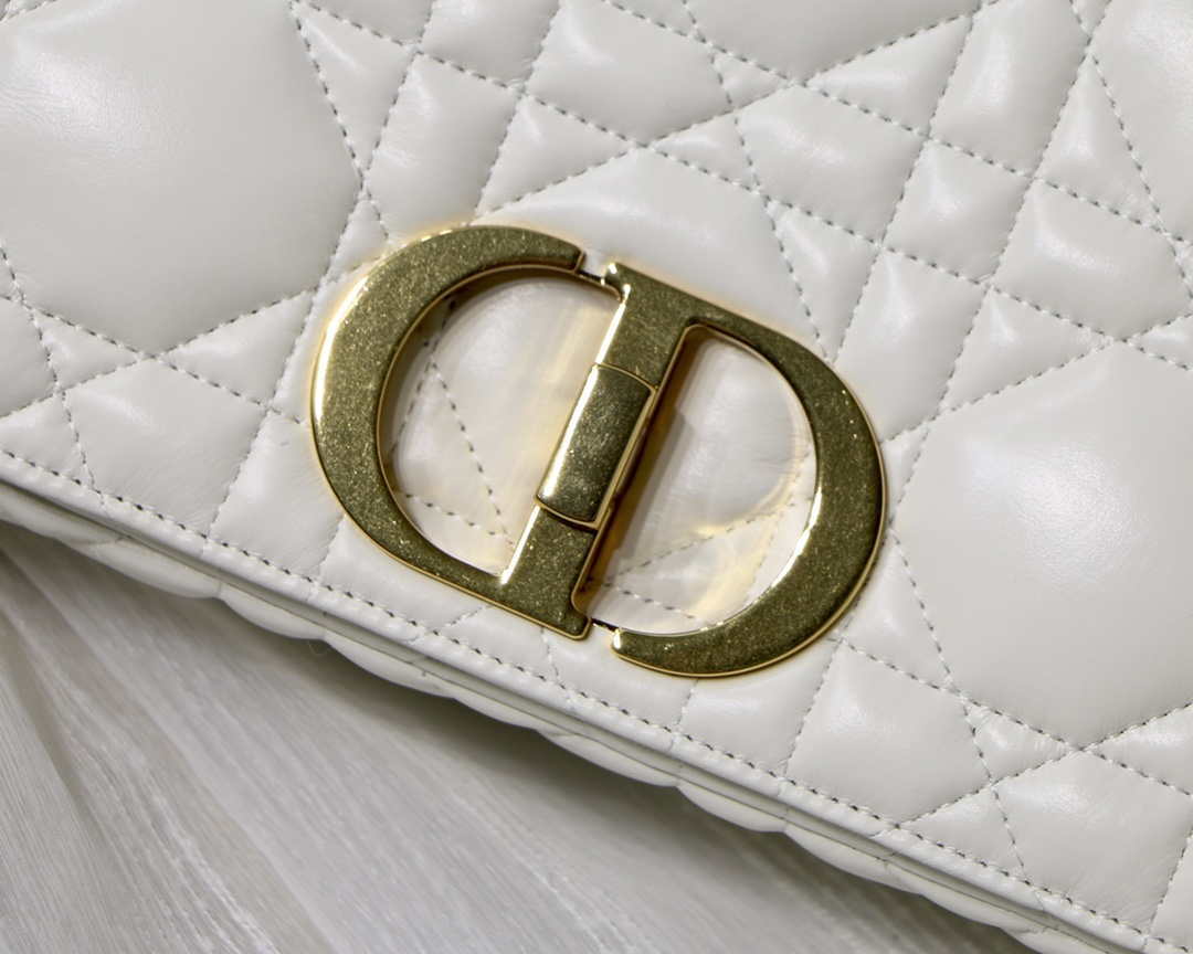 Dior Large Quilted Macrocannage M9243 Calfskin White with Gold Logo - Default Title - View 2