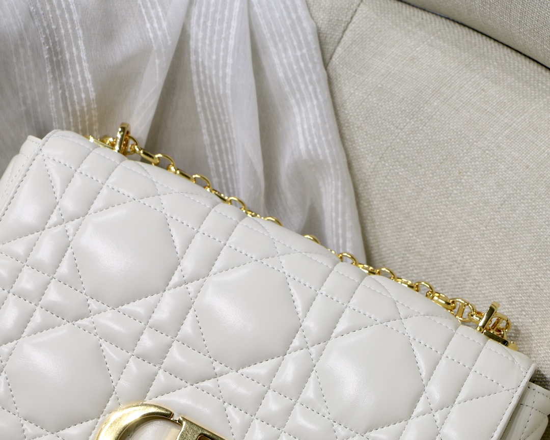 Dior Large Quilted Macrocannage M9243 Calfskin White with Gold Logo - Default Title - View 3