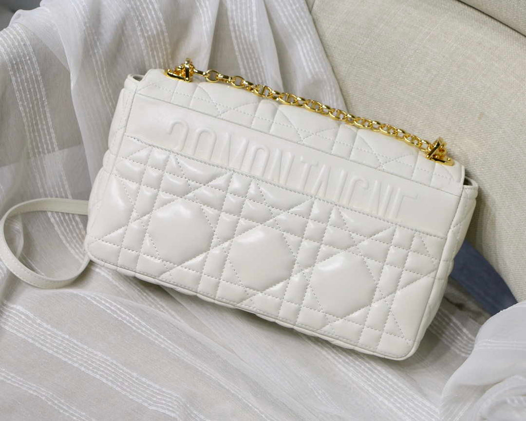 Dior Large Quilted Macrocannage M9243 Calfskin White with Gold Logo - Default Title - View 5