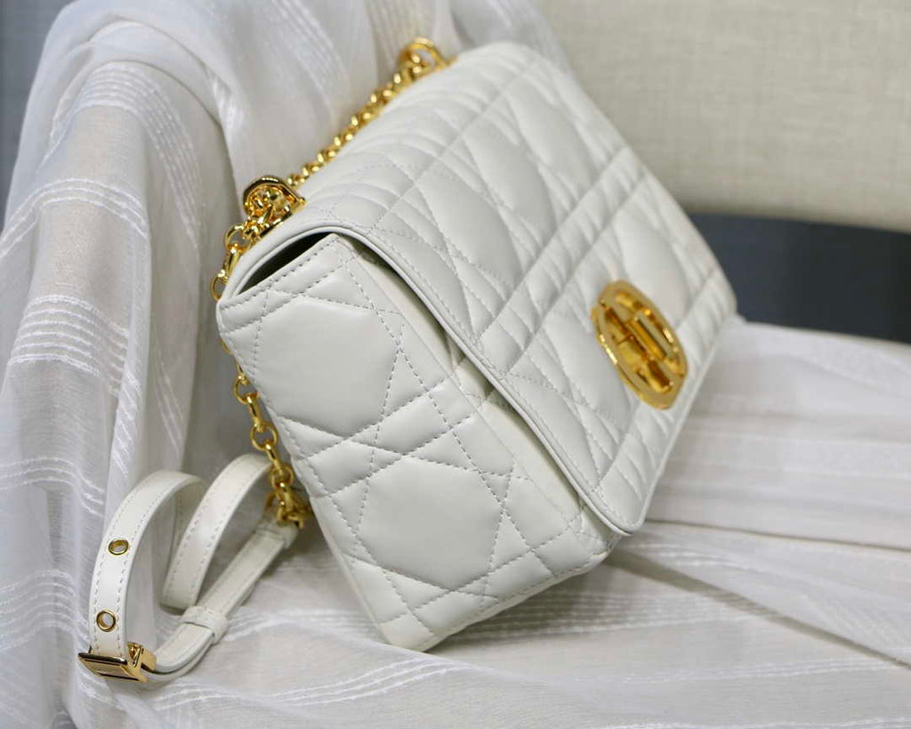 Dior Large Quilted Macrocannage M9243 Calfskin White with Gold Logo - Default Title - View 6