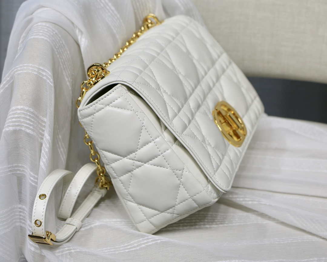 Dior Large Quilted Macrocannage M9243 Calfskin White with Gold Logo - Default Title - View 6