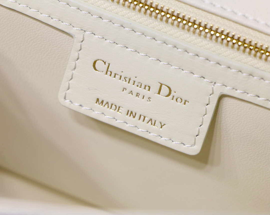 Dior Large Quilted Macrocannage M9243 Calfskin White with Gold Logo - Default Title - View 9