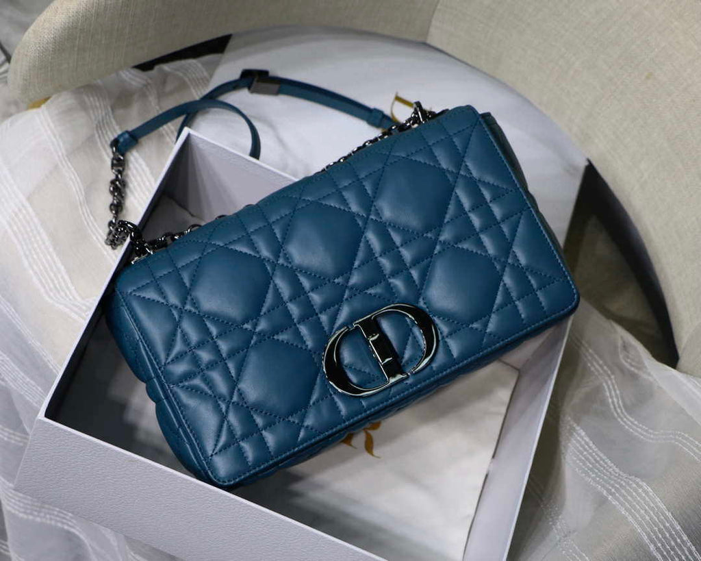 Dior Large Quilted Macrocannage M9243 Calfskin Blue - Default Title - View 1