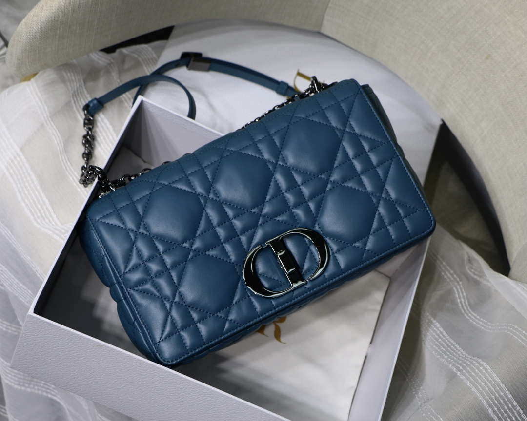 Dior Large Quilted Macrocannage M9243 Calfskin Blue - Default Title - View 1