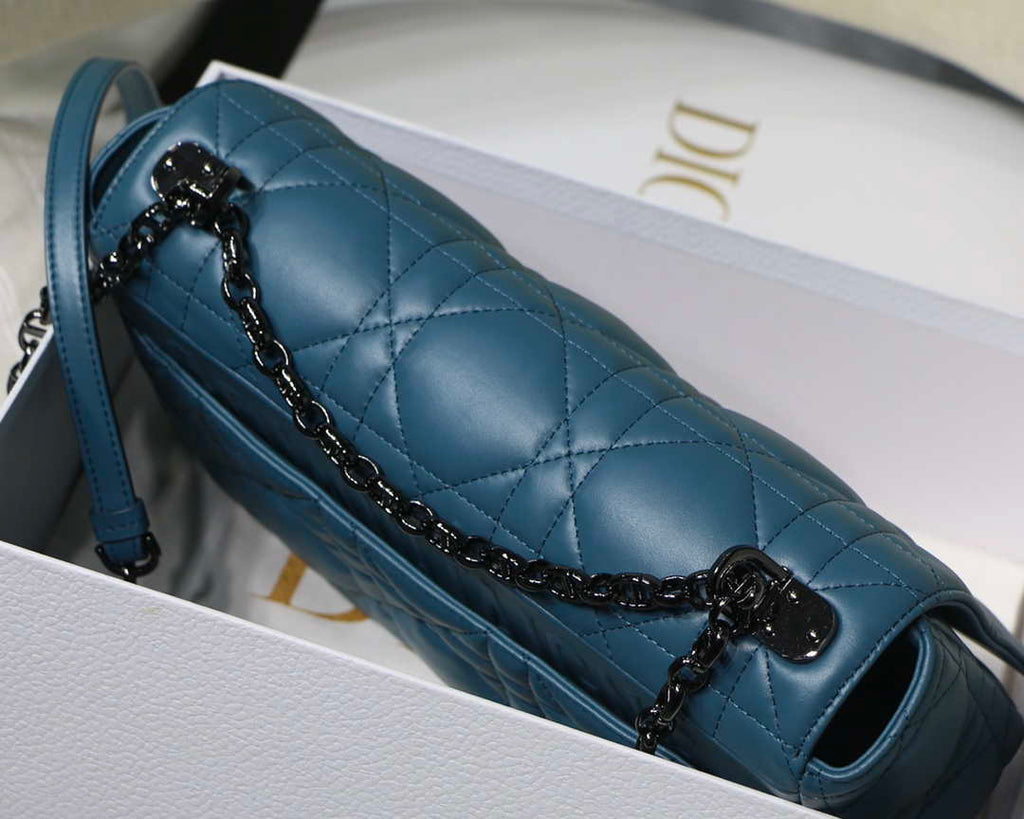 Dior Large Quilted Macrocannage M9243 Calfskin Blue - Default Title - View 5
