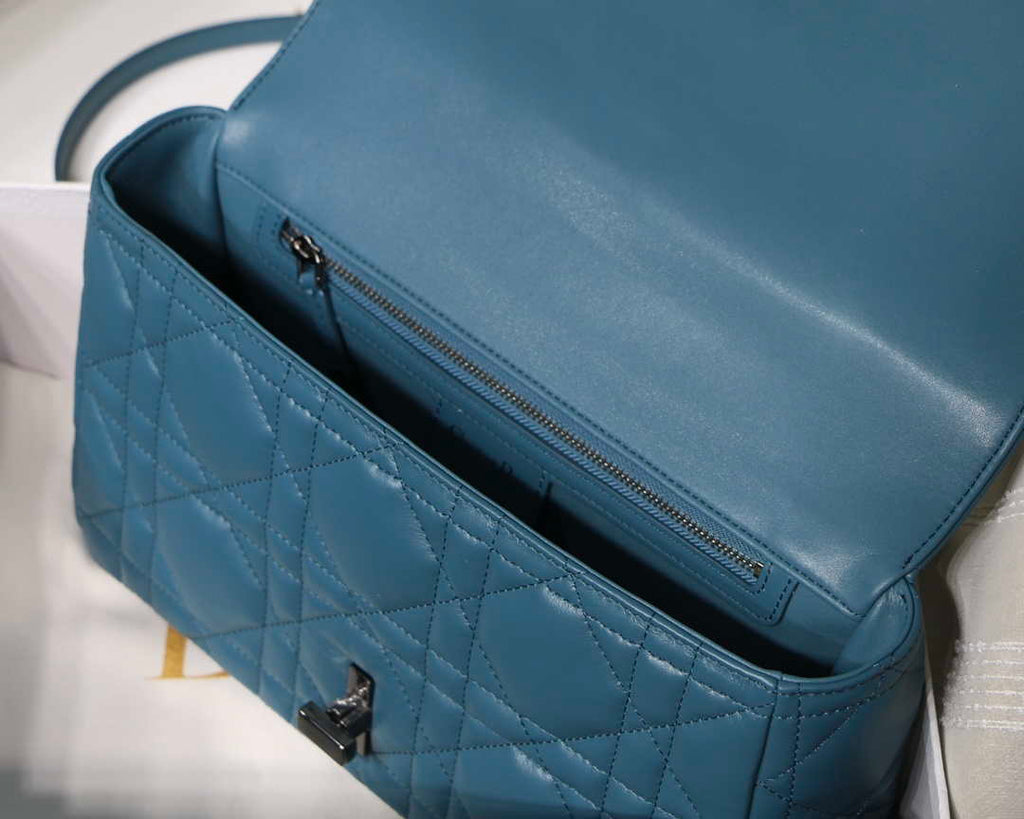 Dior Large Quilted Macrocannage M9243 Calfskin Blue - Default Title - View 8