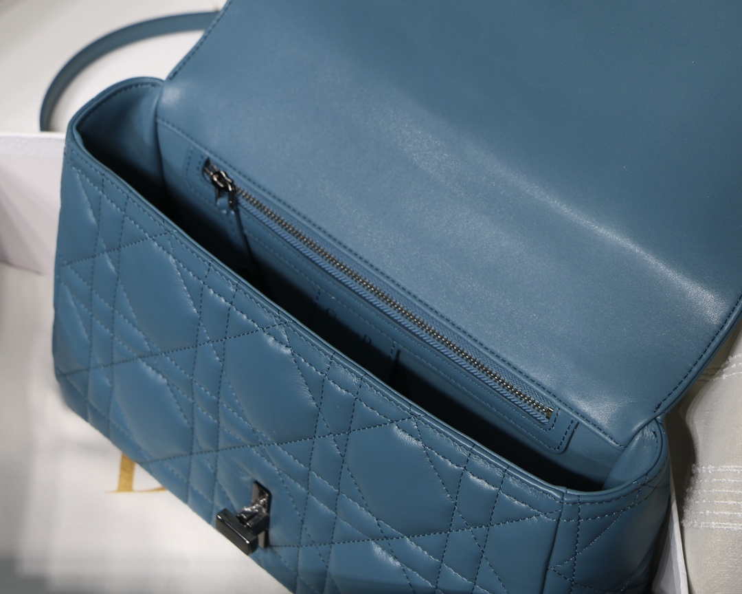 Dior Large Quilted Macrocannage M9243 Calfskin Blue - Default Title - View 8