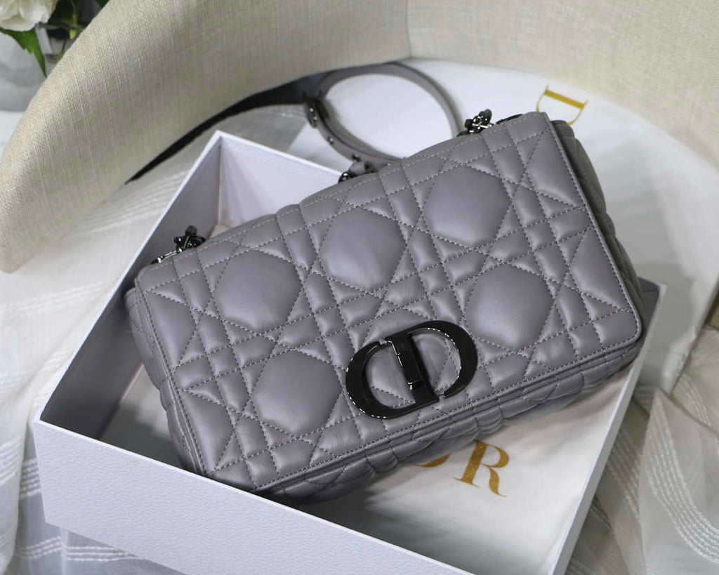Dior Large Quilted Macrocannage M9243 Calfskin Gray - Default Title - View 1