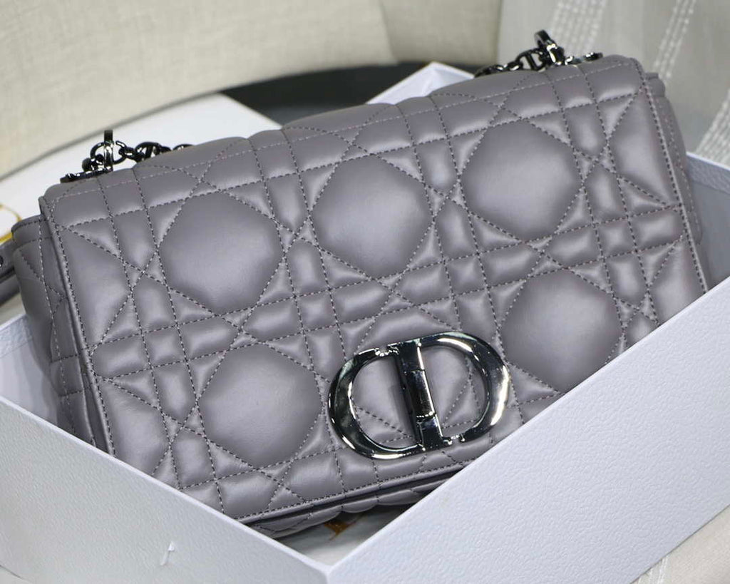 Dior Large Quilted Macrocannage M9243 Calfskin Gray - Default Title - View 2