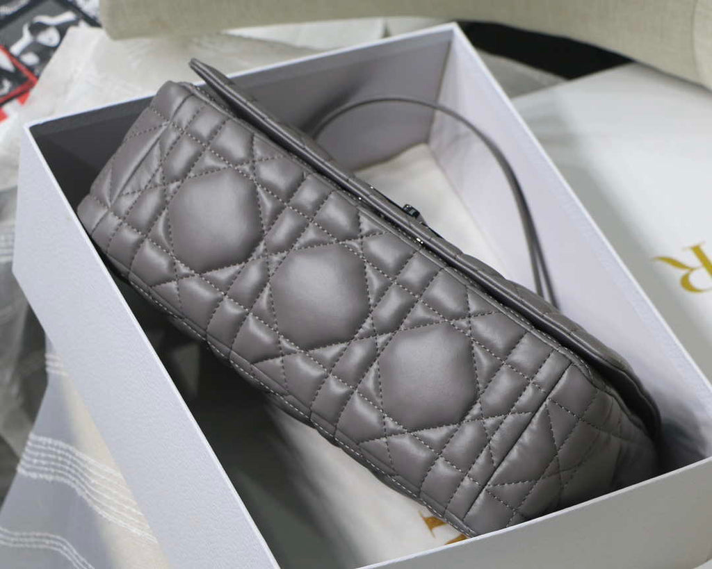 Dior Large Quilted Macrocannage M9243 Calfskin Gray - Default Title - View 7