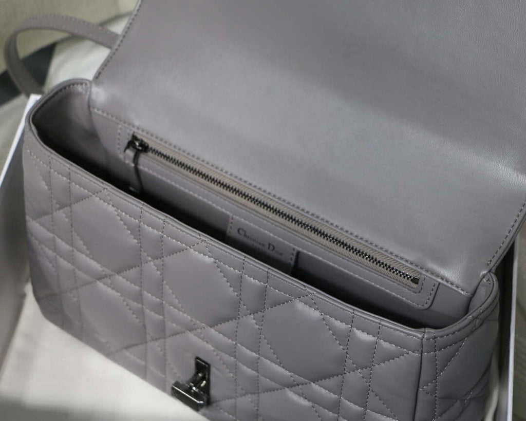 Dior Large Quilted Macrocannage M9243 Calfskin Gray - Default Title - View 8