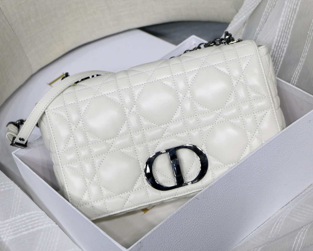 Dior Large Quilted Macrocannage M9243 Calfskin White with Black logo - Default Title - View 2