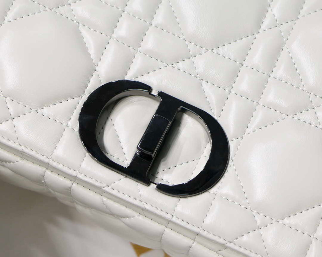 Dior Large Quilted Macrocannage M9243 Calfskin White with Black logo - Default Title - View 3