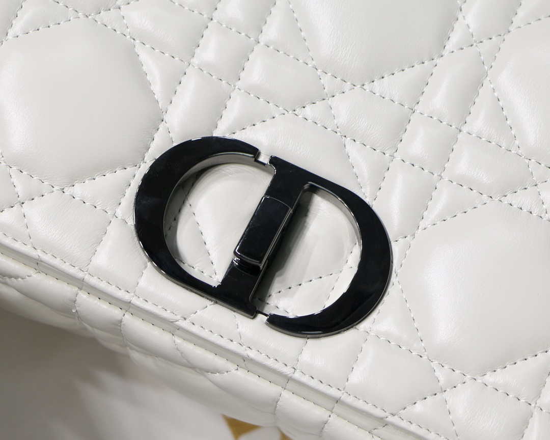 Dior Large Quilted Macrocannage M9243 Calfskin White with Black logo - Default Title - View 3