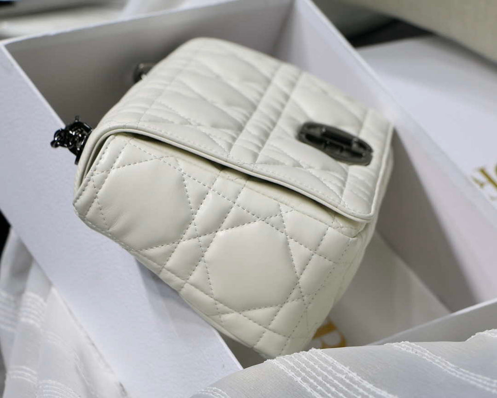 Dior Large Quilted Macrocannage M9243 Calfskin White with Black logo - Default Title - View 6