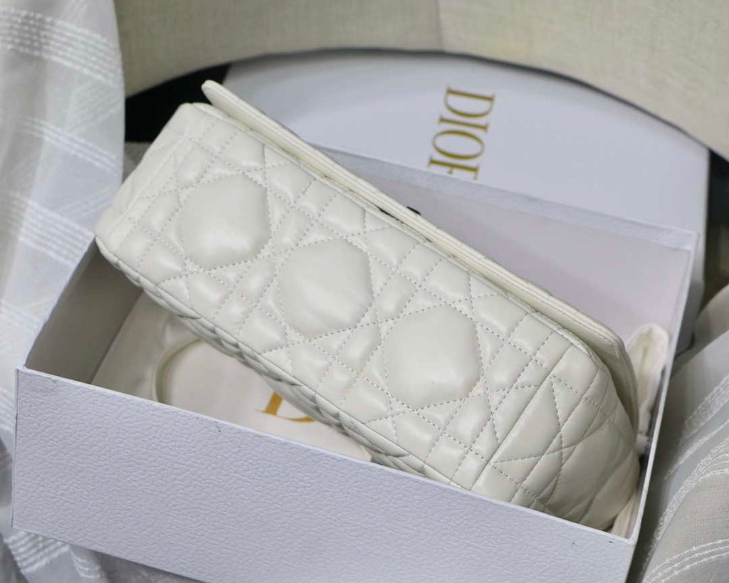 Dior Large Quilted Macrocannage M9243 Calfskin White with Black logo - Default Title - View 7