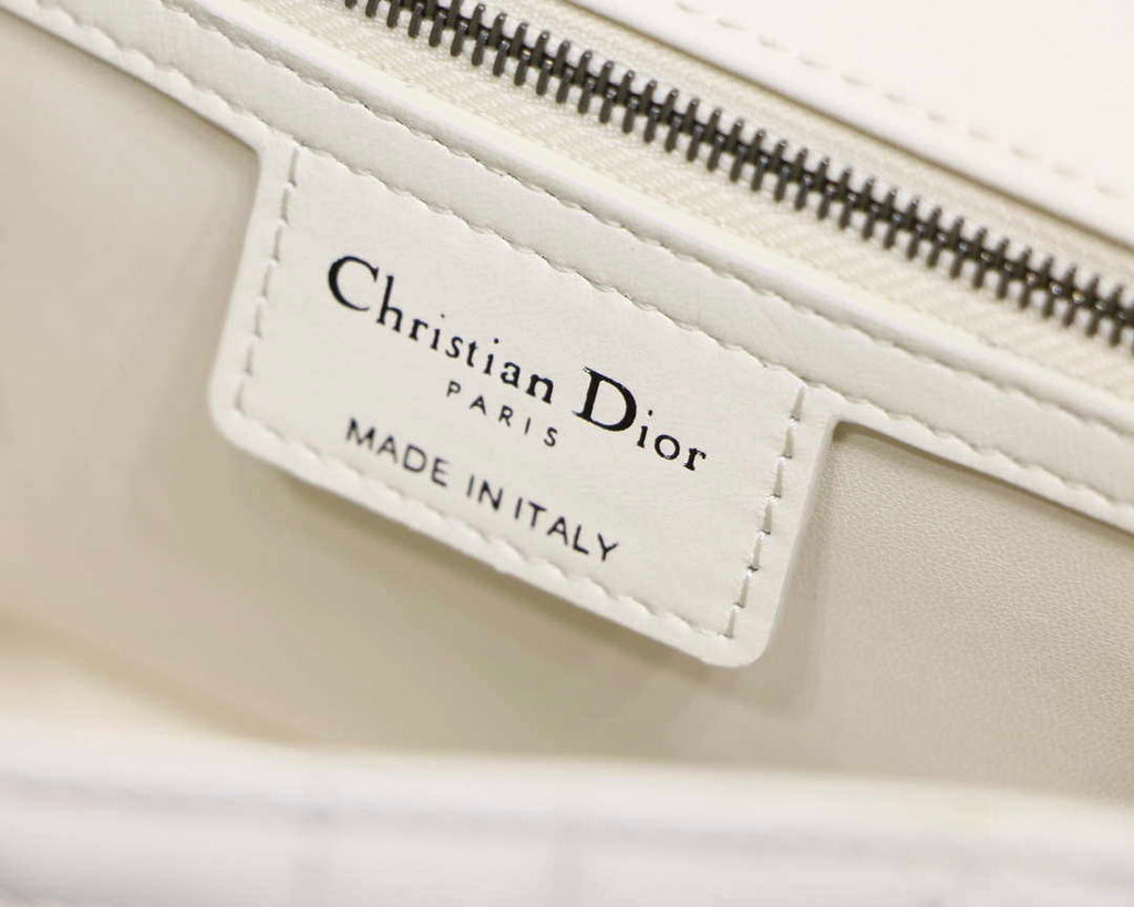 Dior Large Quilted Macrocannage M9243 Calfskin White with Black logo - Default Title - View 9