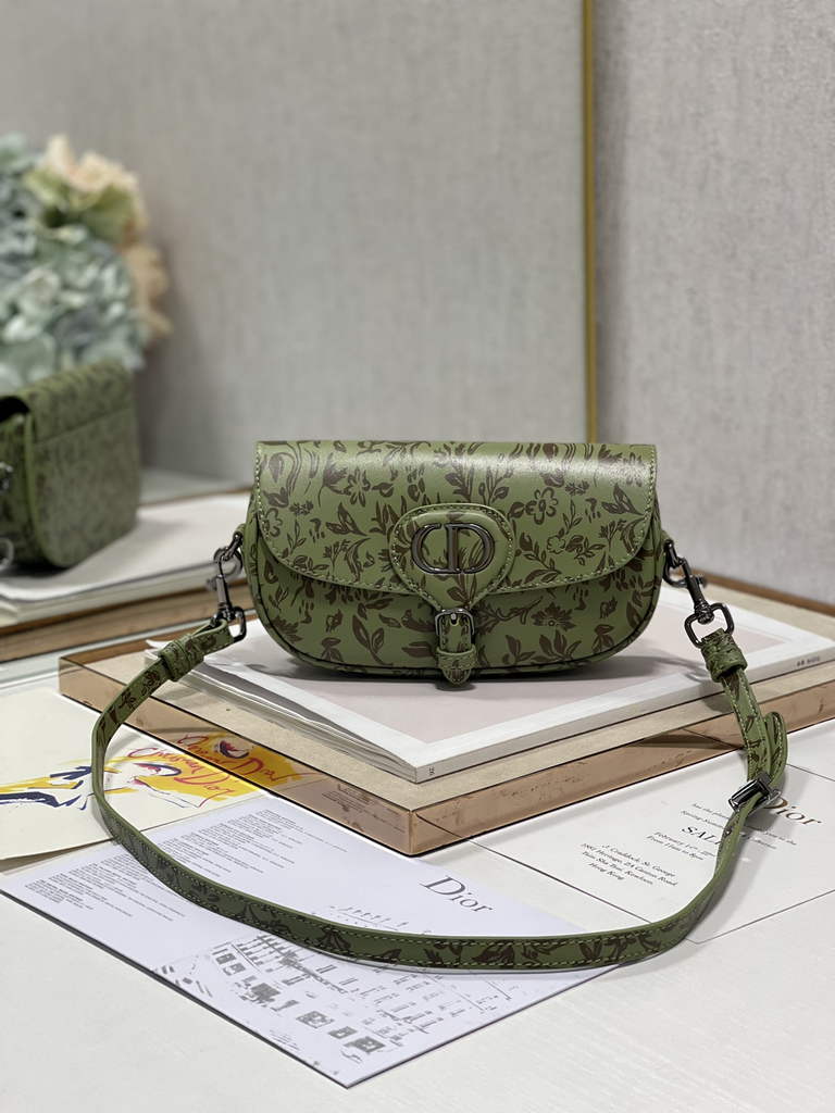 Dior M9327 Bobby East-West Bag Metallic Green Brocart Printed Calfskin - Default Title - View 1