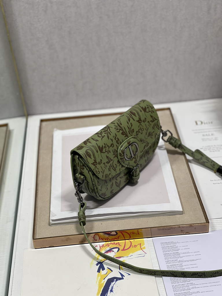 Dior M9327 Bobby East-West Bag Metallic Green Brocart Printed Calfskin - Default Title - View 3