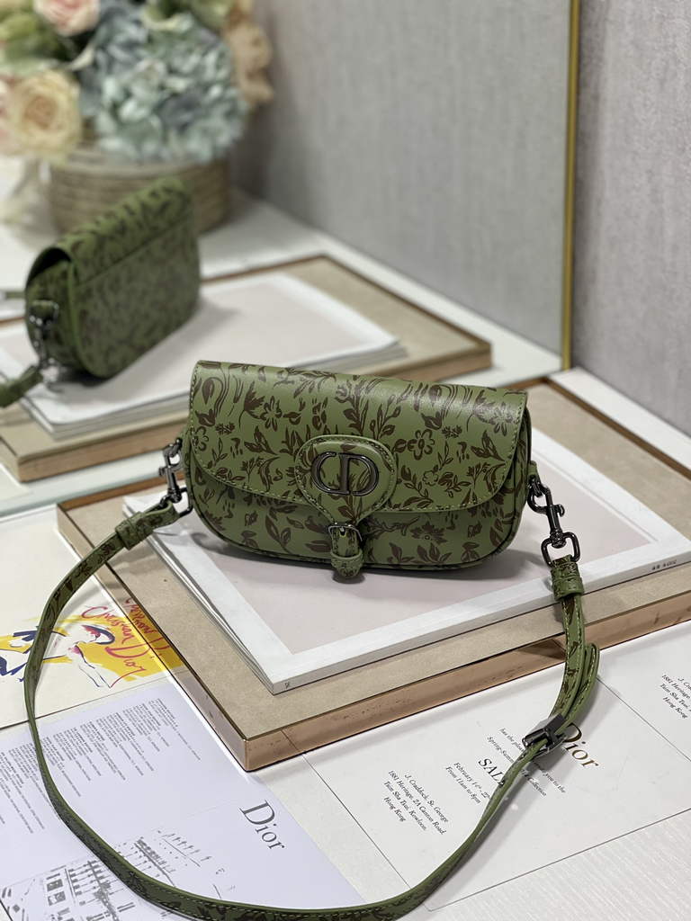 Dior M9327 Bobby East-West Bag Metallic Green Brocart Printed Calfskin - Default Title - View 4