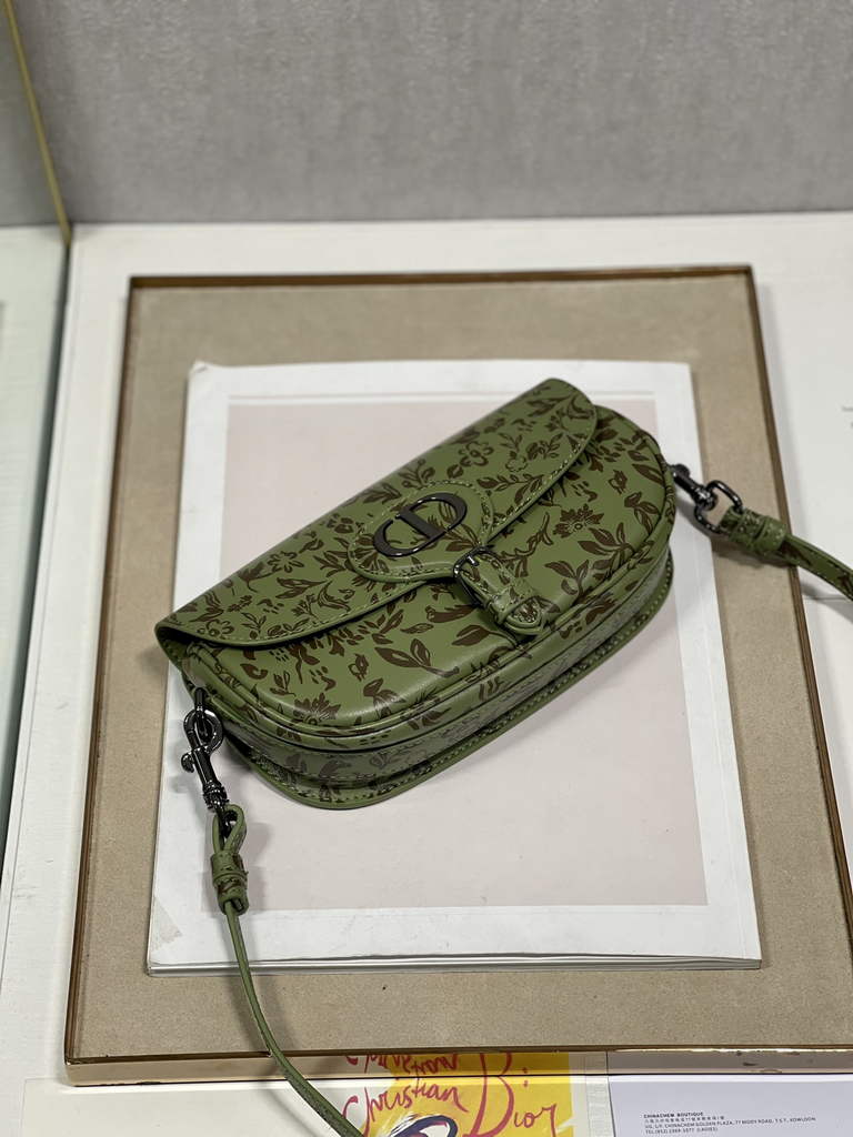 Dior M9327 Bobby East-West Bag Metallic Green Brocart Printed Calfskin