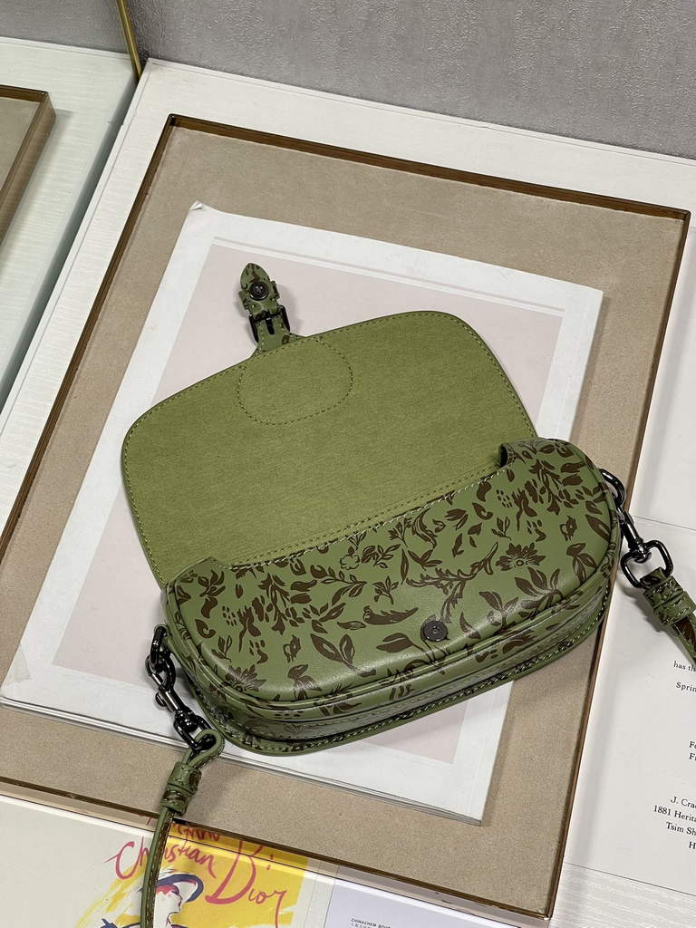Dior M9327 Bobby East-West Bag Metallic Green Brocart Printed Calfskin