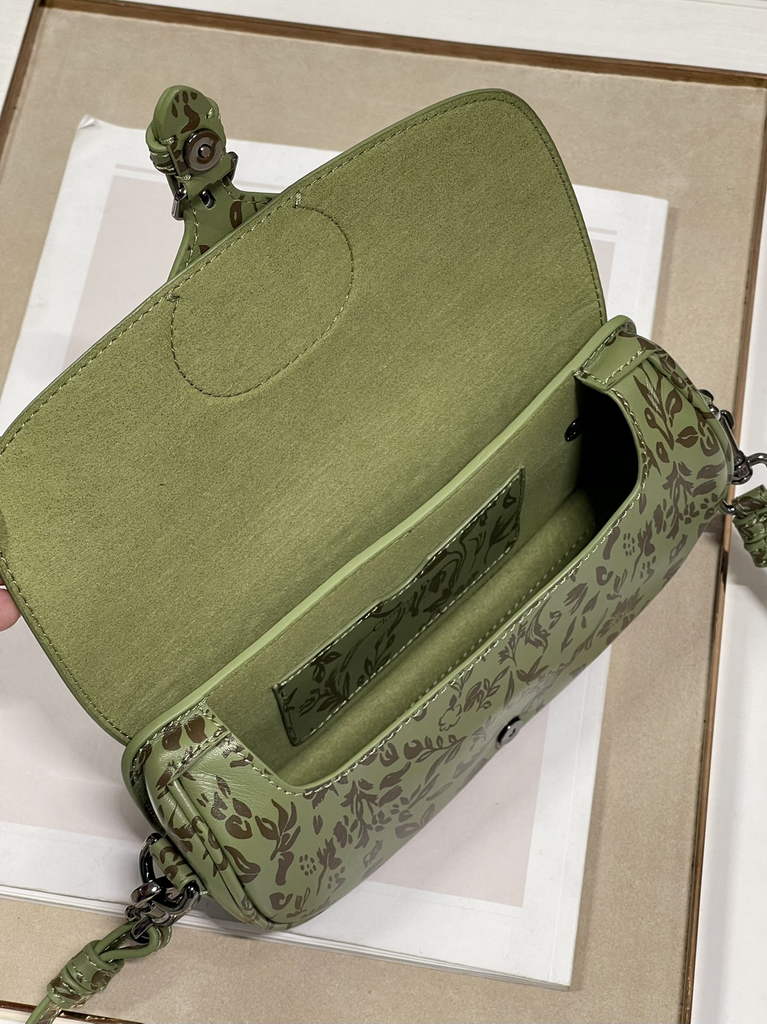 Dior M9327 Bobby East-West Bag Metallic Green Brocart Printed Calfskin