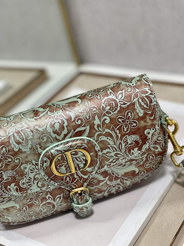 Dior M9327 Bobby East-West Bag Metallic Blue Brocart Printed Calfskin