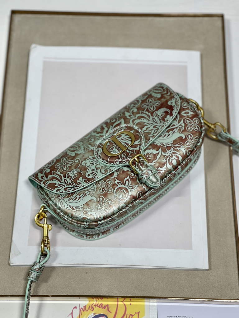 Dior M9327 Bobby East-West Bag Metallic Blue Brocart Printed Calfskin - Default Title - View 5