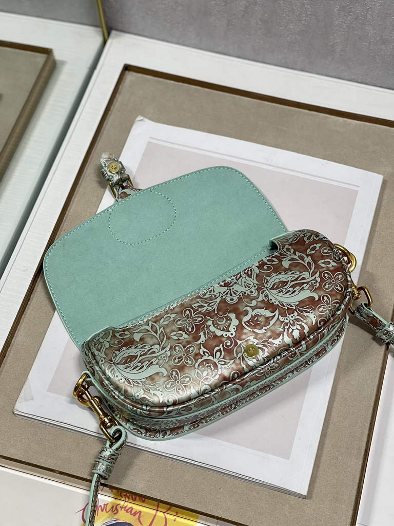 Dior M9327 Bobby East-West Bag Metallic Blue Brocart Printed Calfskin