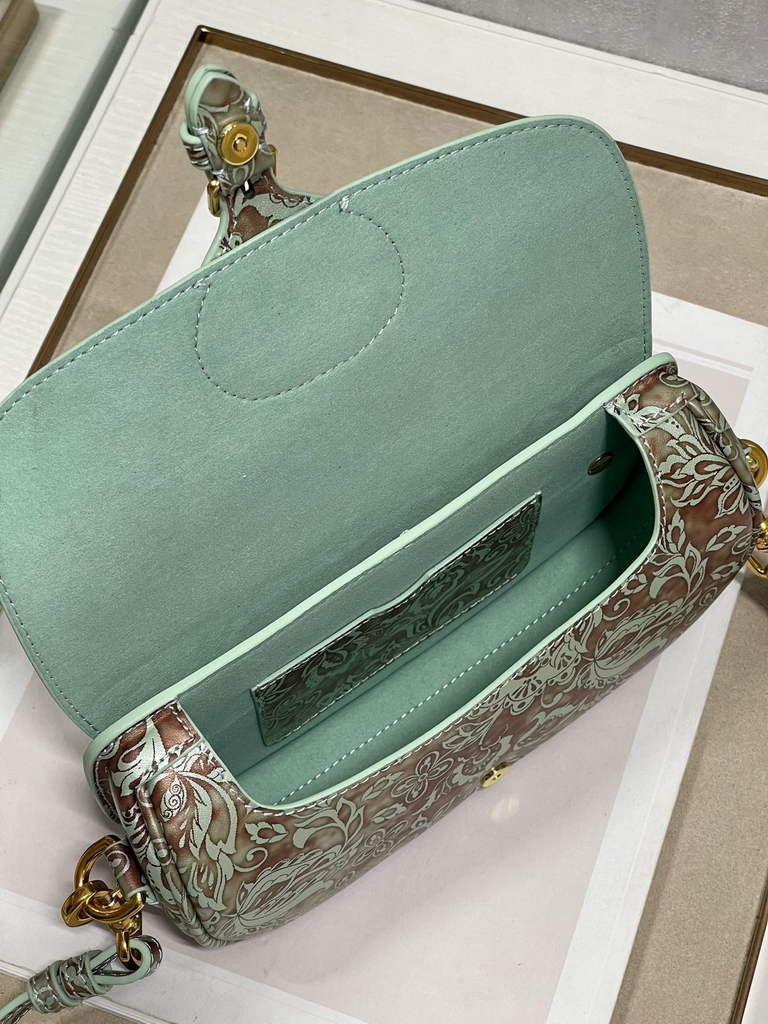Dior M9327 Bobby East-West Bag Metallic Blue Brocart Printed Calfskin