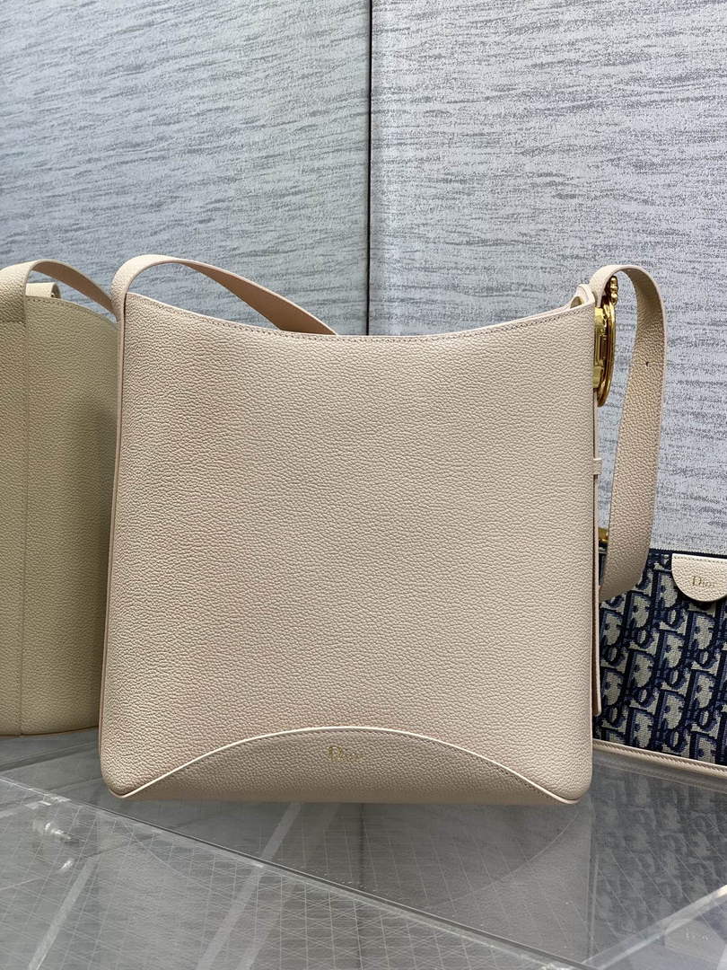 Medium Dior Médaillon Bucket Bag - Apricot Grained Calfskin M1532 - Default Title - View 3
