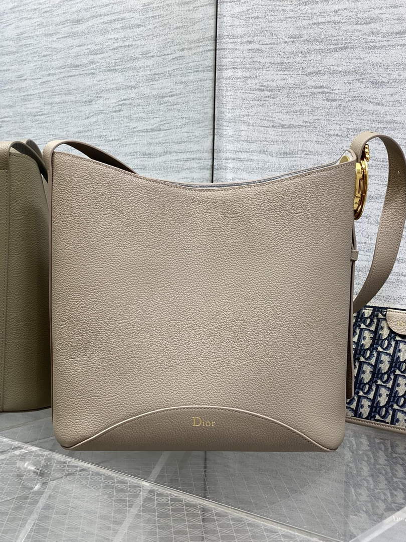 Medium Dior Médaillon Bucket Bag - Gray Grained Calfskin M1532 - Default Title - View 3