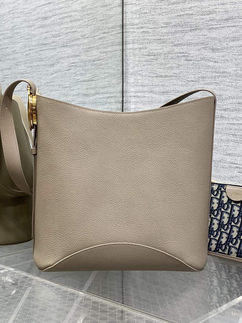 Medium Dior Médaillon Bucket Bag - Gray Grained Calfskin M1532 - Default Title - View 6