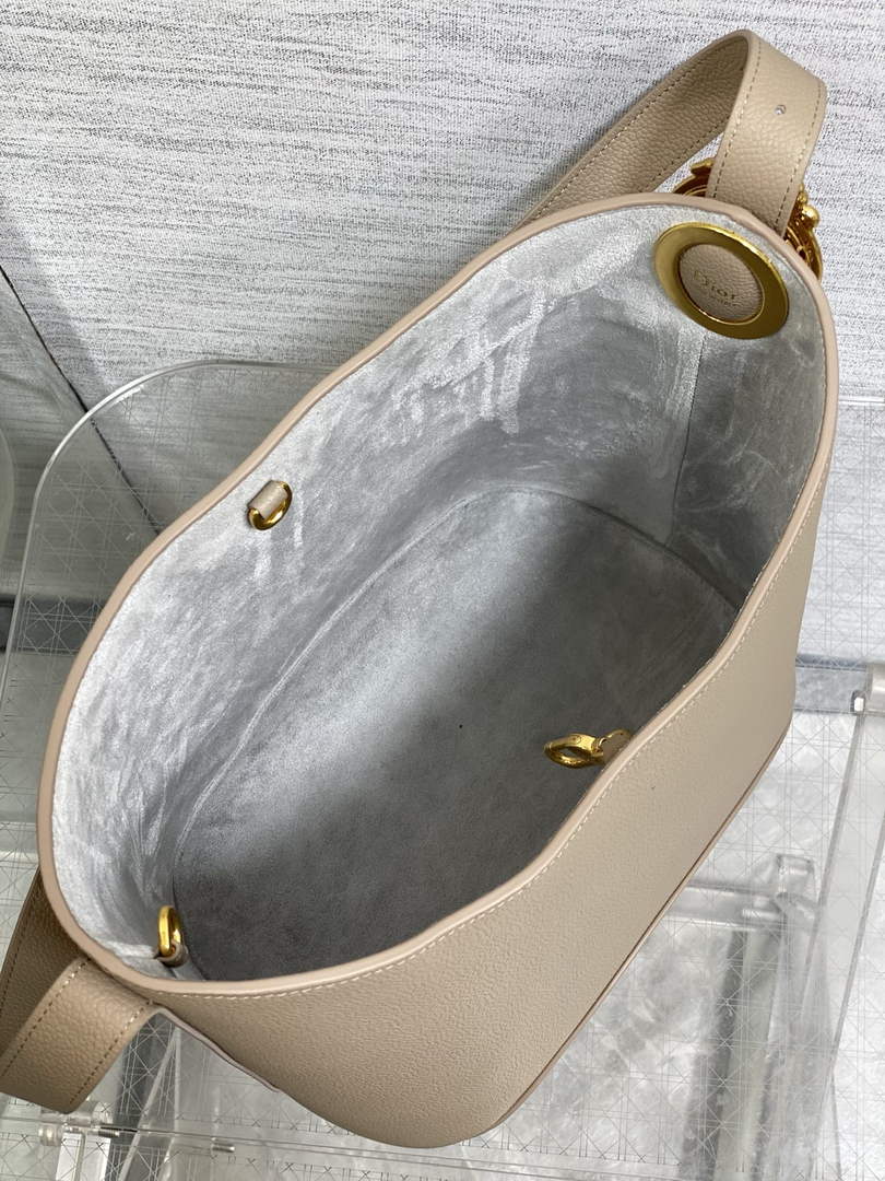 Medium Dior Médaillon Bucket Bag - Gray Grained Calfskin M1532 - Default Title - View 9
