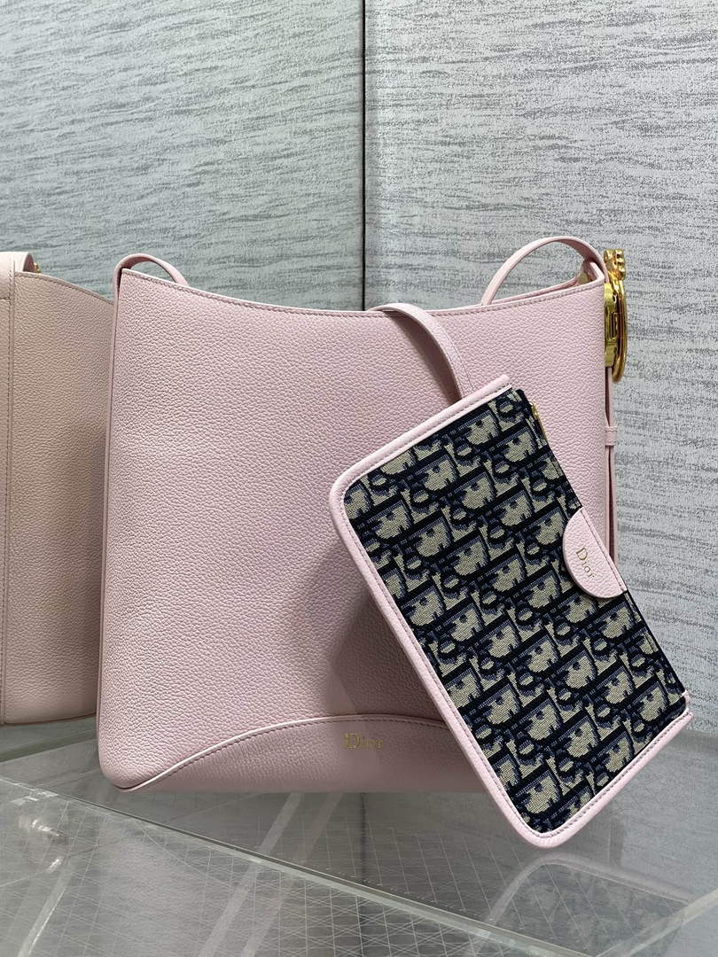 Medium Dior Médaillon Bucket Bag - Pink Grained Calfskin M1532 - Default Title - View 2