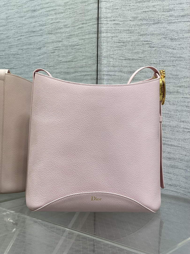 Medium Dior Médaillon Bucket Bag - Pink Grained Calfskin M1532 - Default Title - View 3