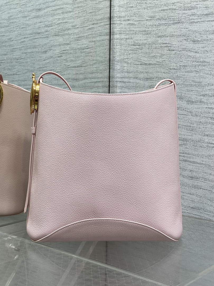 Medium Dior Médaillon Bucket Bag - Pink Grained Calfskin M1532 - Default Title - View 6