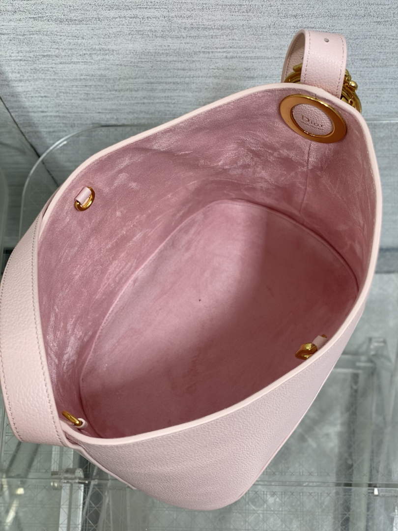 Medium Dior Médaillon Bucket Bag - Pink Grained Calfskin M1532 - Default Title - View 9