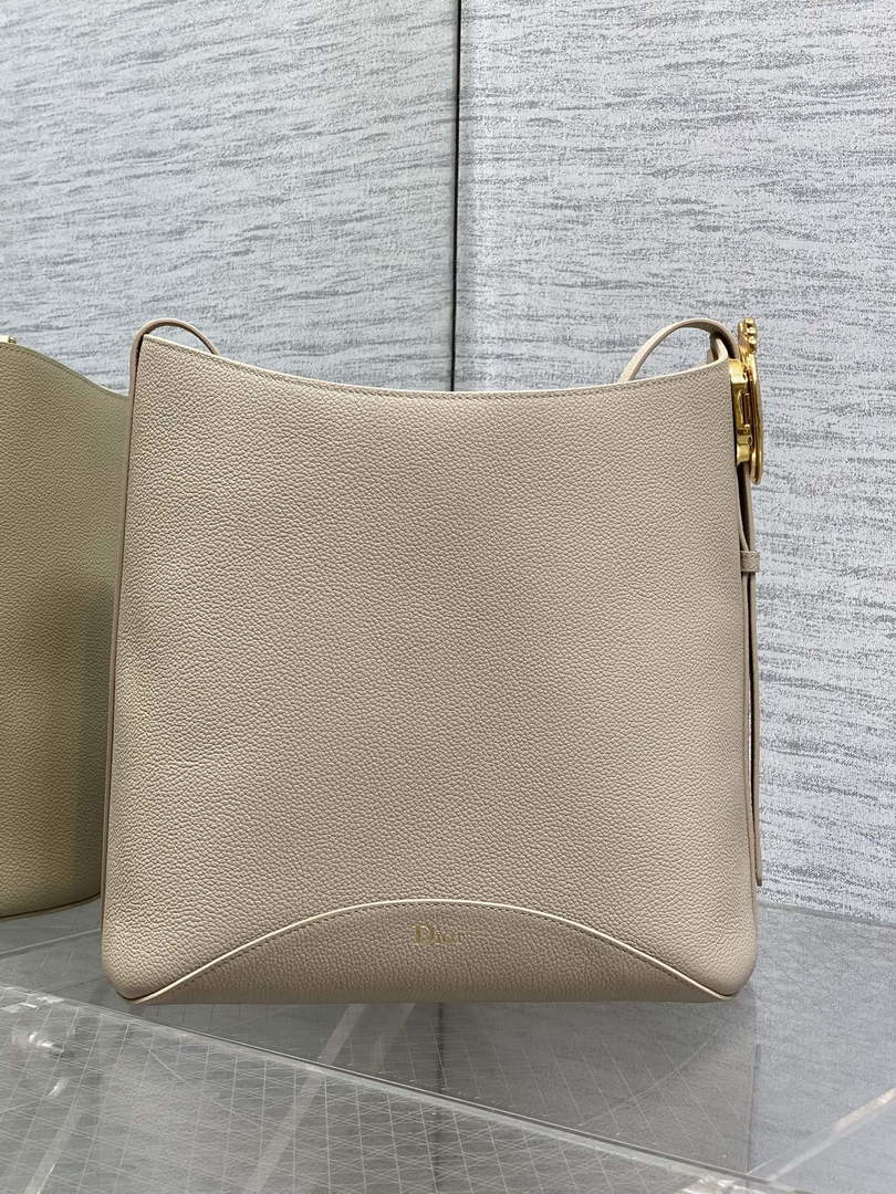 Medium Dior Médaillon Bucket Bag - Beige Grained Calfskin M1532 - Default Title - View 3
