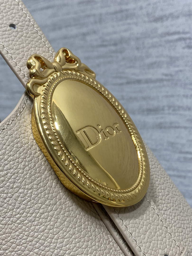 Medium Dior Médaillon Bucket Bag - Beige Grained Calfskin M1532 - Default Title - View 5