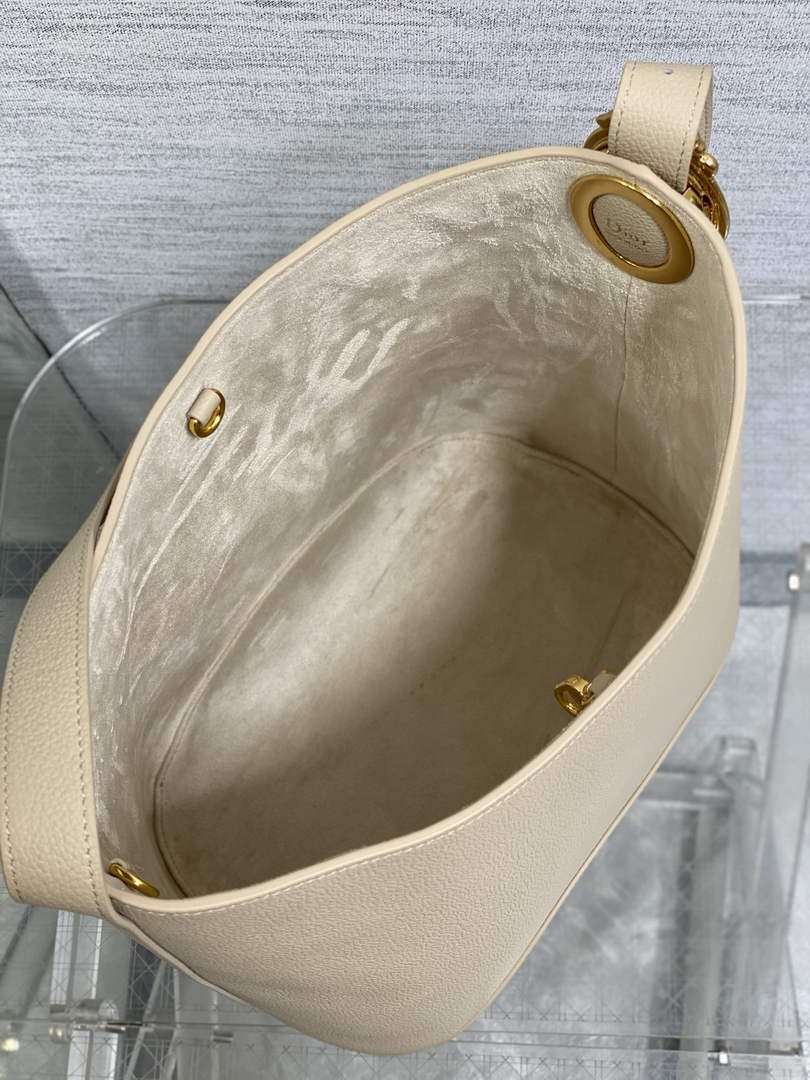 Medium Dior Médaillon Bucket Bag - Beige Grained Calfskin M1532 - Default Title - View 8