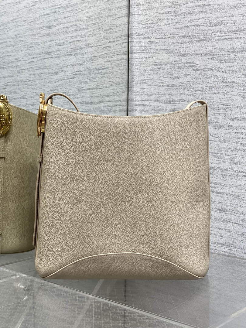 Medium Dior Médaillon Bucket Bag - Beige Grained Calfskin M1532 - Default Title - View 10